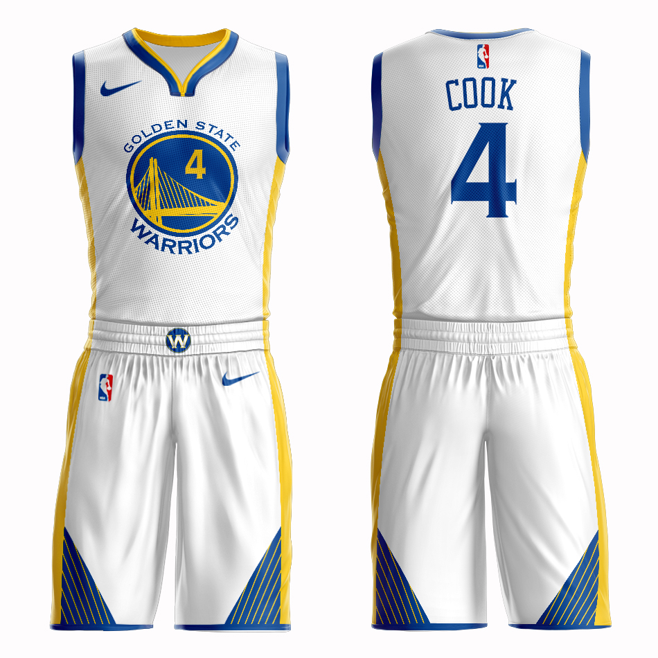 Men 2019 NBA Nike Golden State Warriors #4 Cook white Customized jersey
